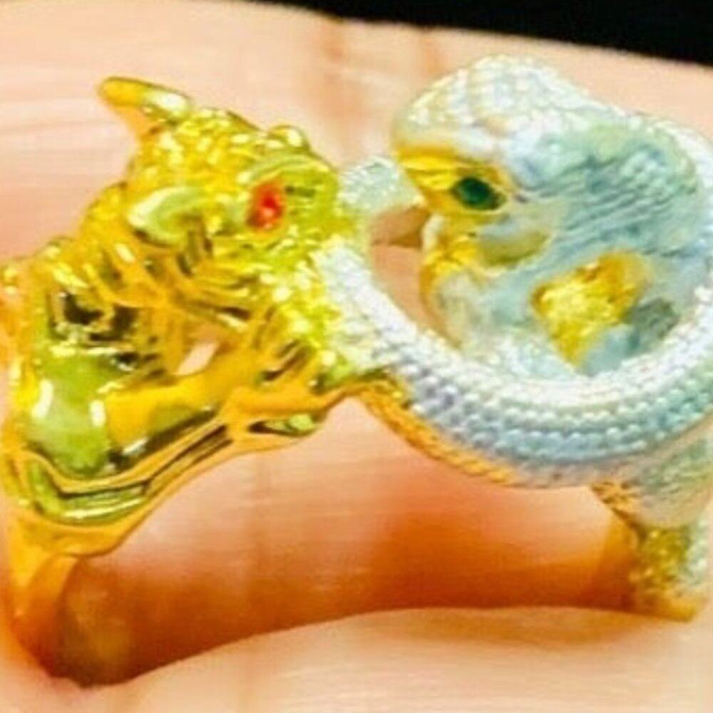 Ring Size 10 Cobra and Jaguar fights unisex fashion